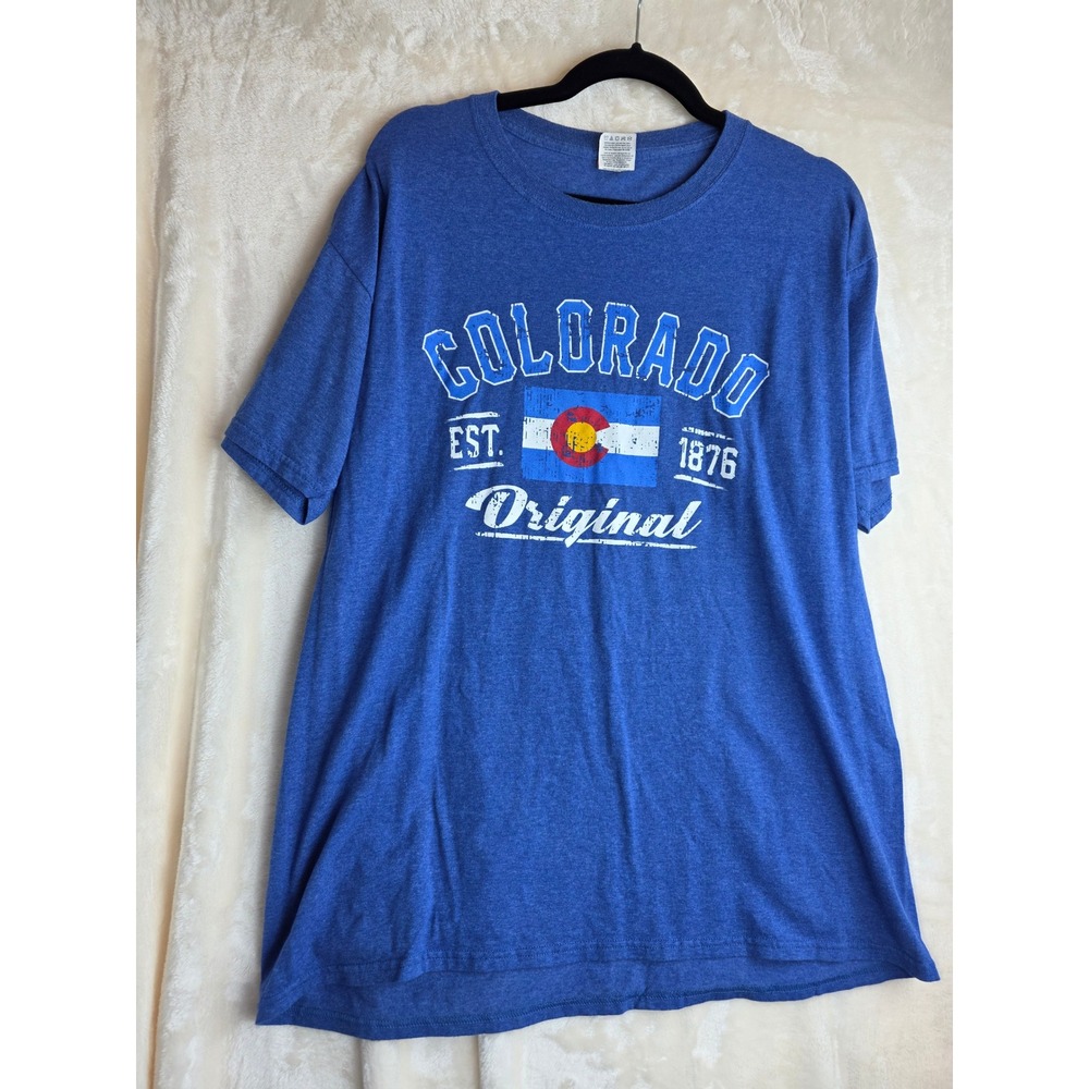 Colorado Flag T Shirt Size L Blue EST 1876 Original Graphic Tee